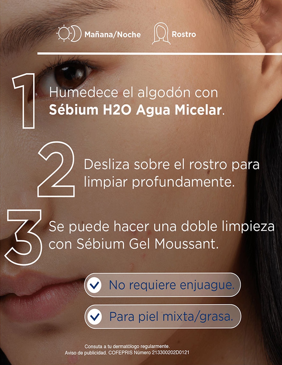 Desmaquillante Sébium H2O 500 ml bomba inversa 2