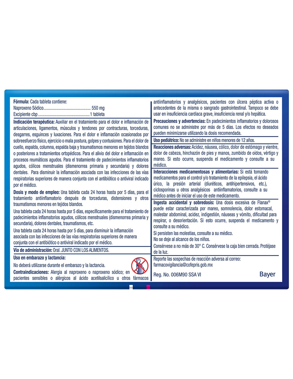 Tabletas para desinflamar y aliviar dolor intenso Flanax 550 2