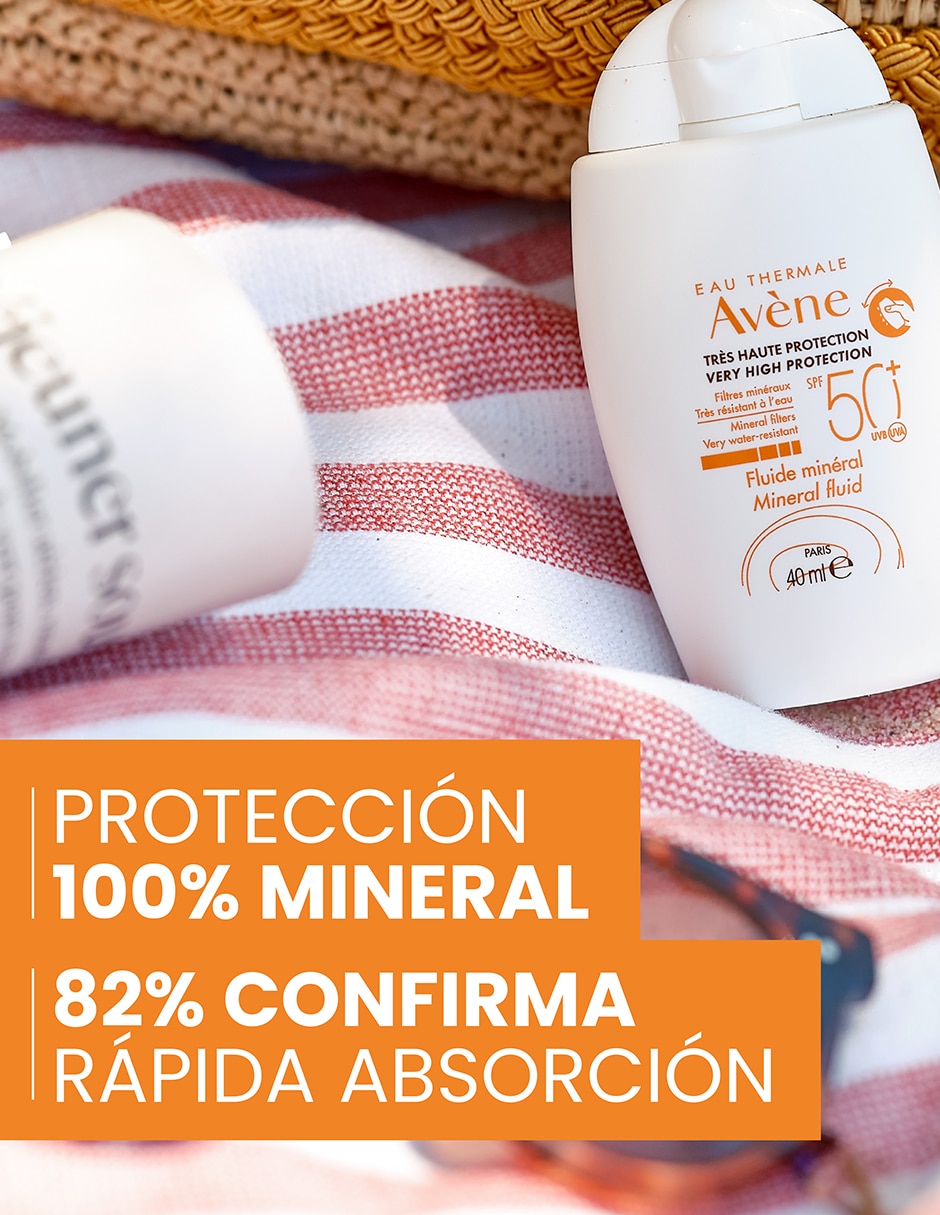Protector solar FPS 50 fluido mineral spf 50+ Avène eau thermale 40 ml