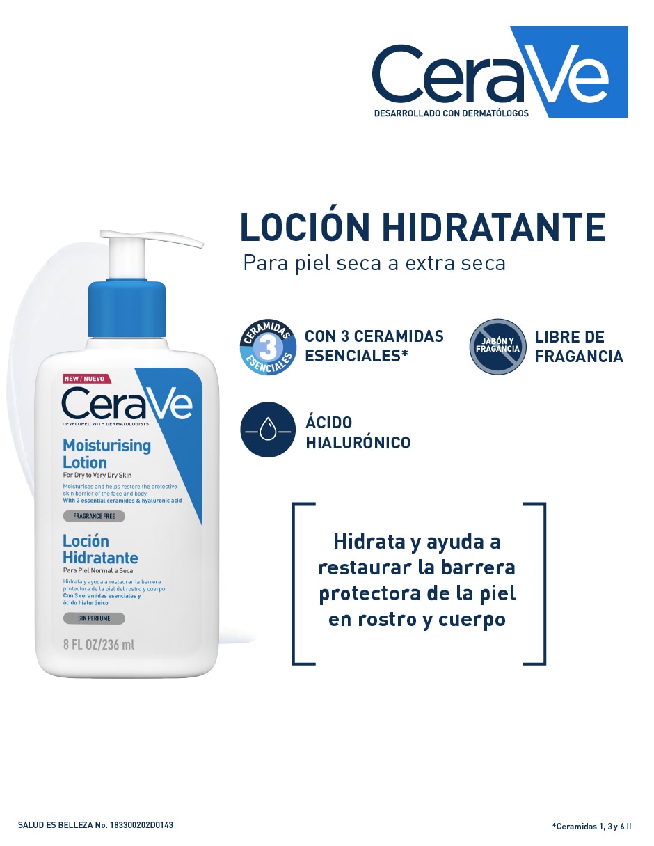 Loción corporal hidratante Cerave Moisturising Lotion