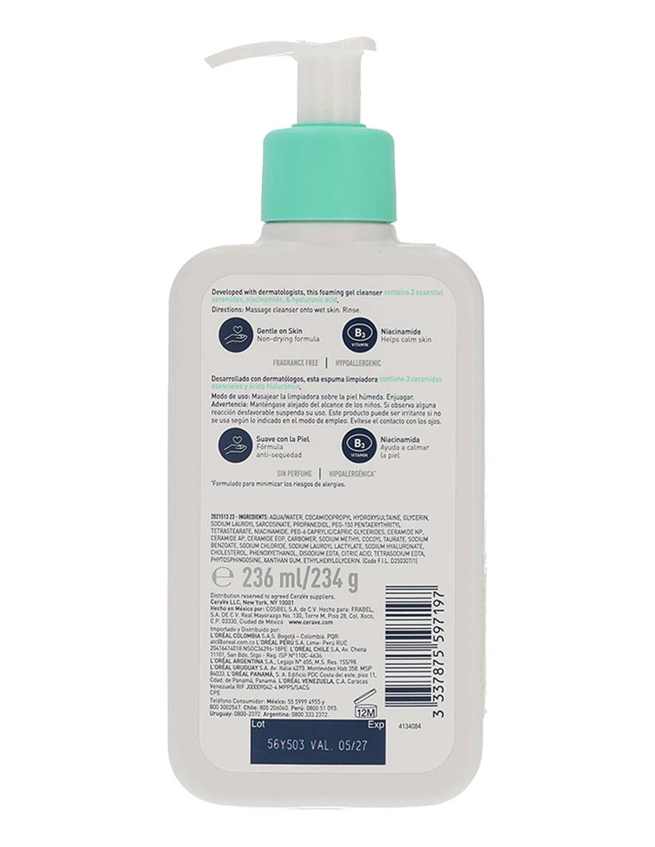 Limpiador rostro y cuerpo Gel Limpiador Espumoso para exfoliar 3