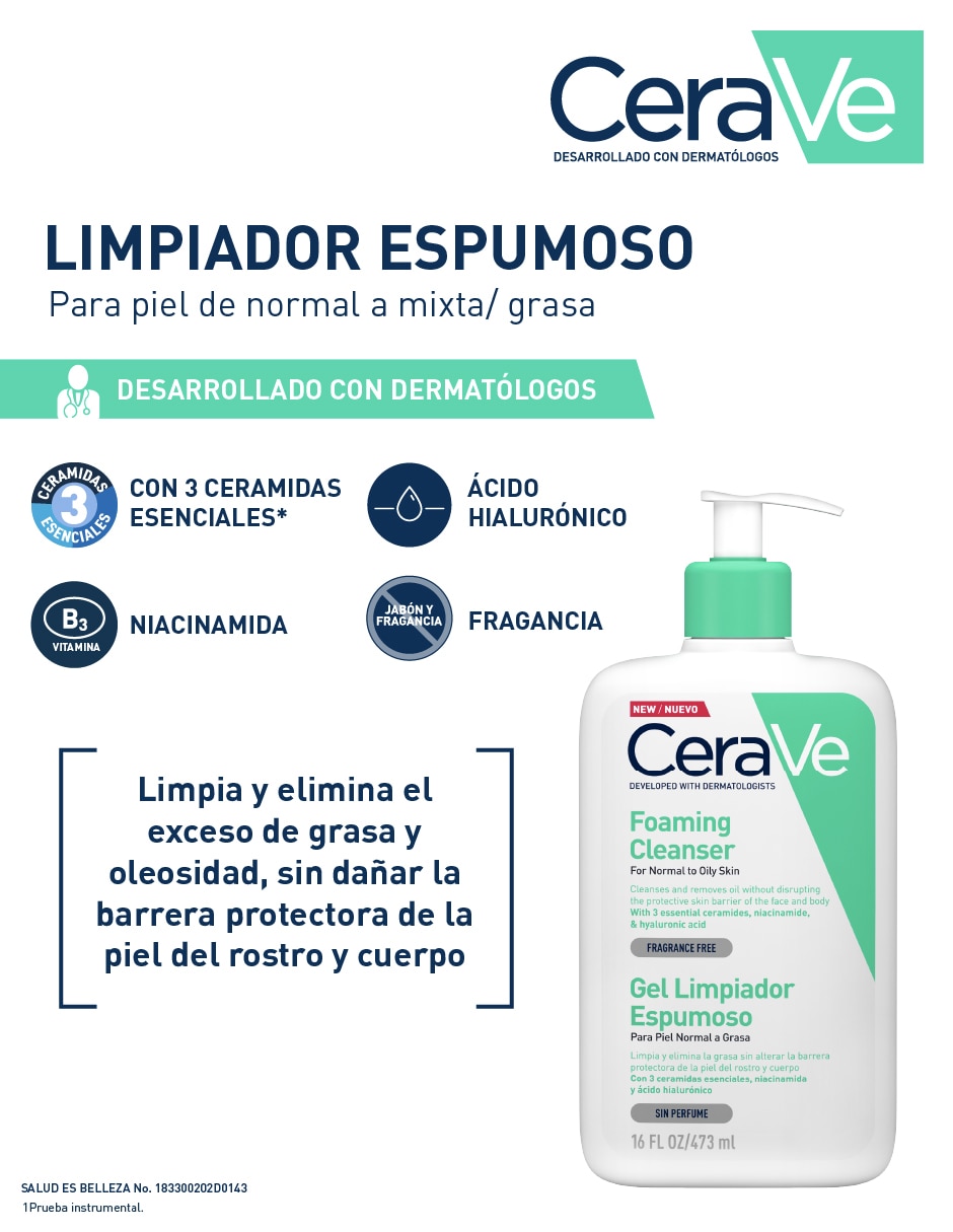 Limpiador rostro y cuerpo Gel Limpiador Espumoso para exfoliar