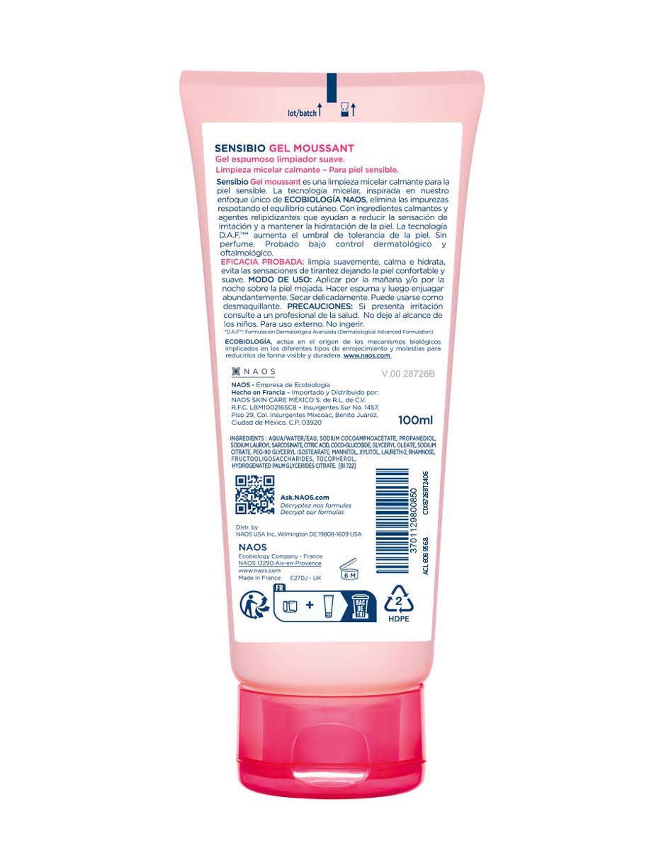 Gel para rostro limpiador Sensibio Moussant Bioderma