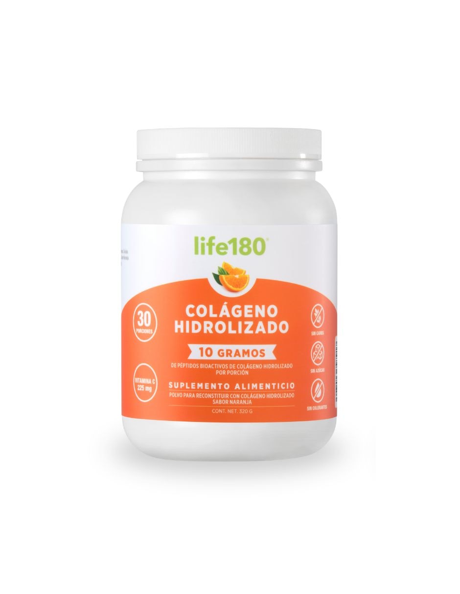 Colágeno hidrolizado Life 180 sabor naranja de 450 g