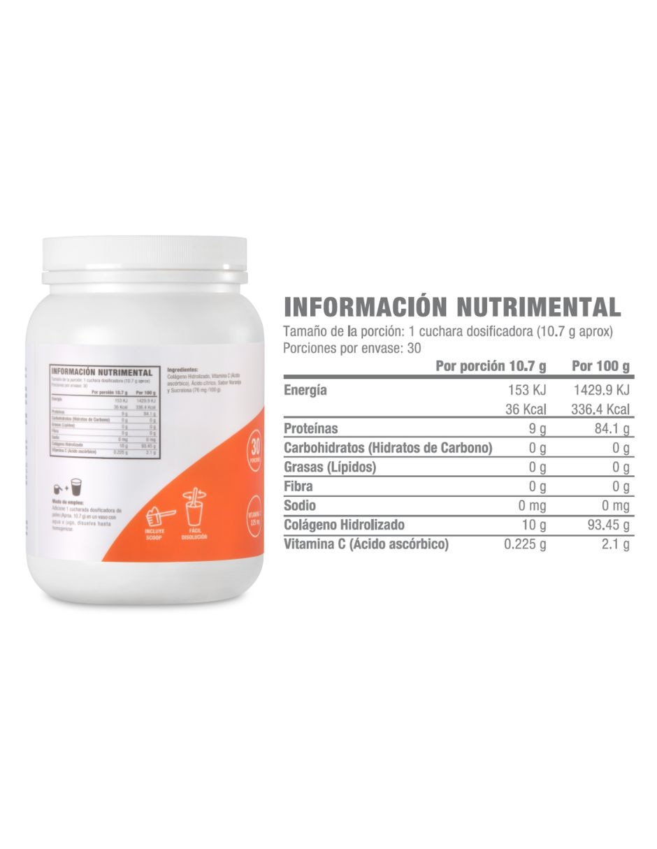 Colágeno hidrolizado Life 180 sabor naranja de 450 g