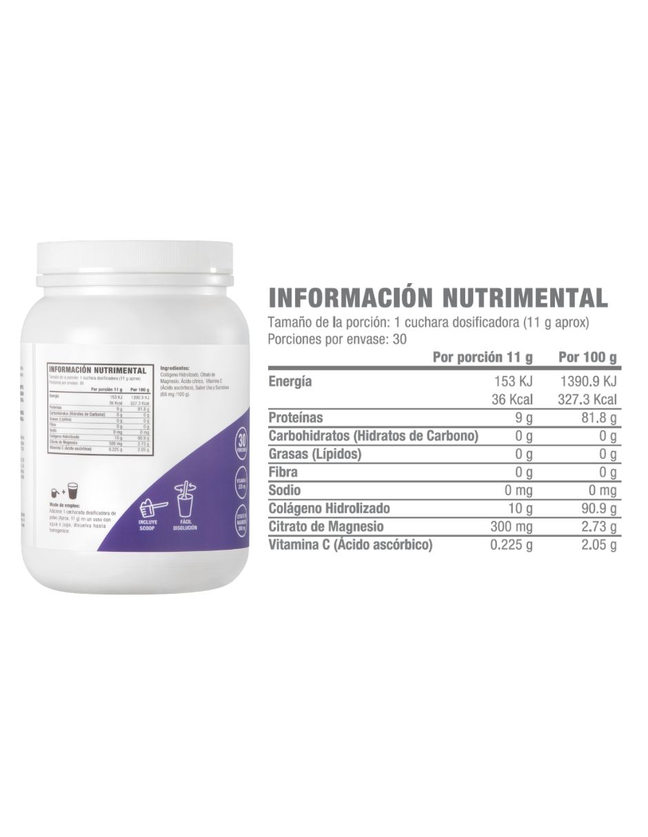 Colágeno hidrolizado Life 180 sabor uva de 450 g