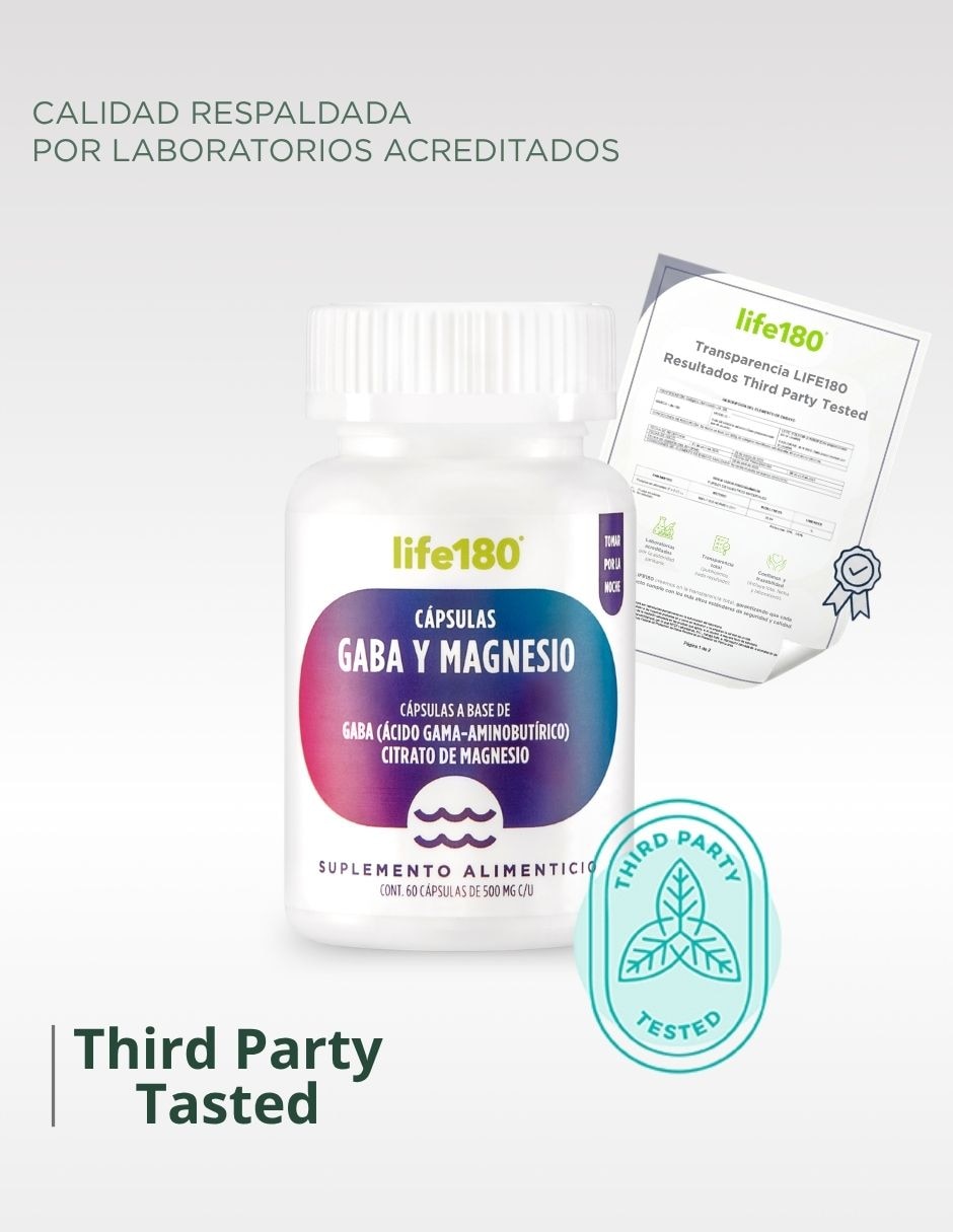 Suplemento alimenticio gaba y magnesio Life 180 de 60 cápsulas