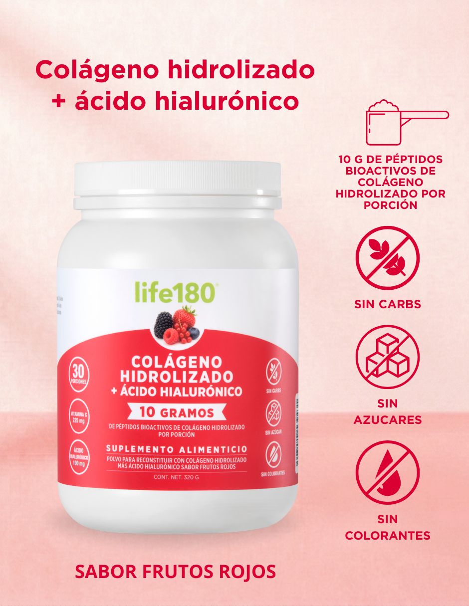 Colágeno hidrolizado + ácido hialurónico sabor frutos rojos de 450 g 5