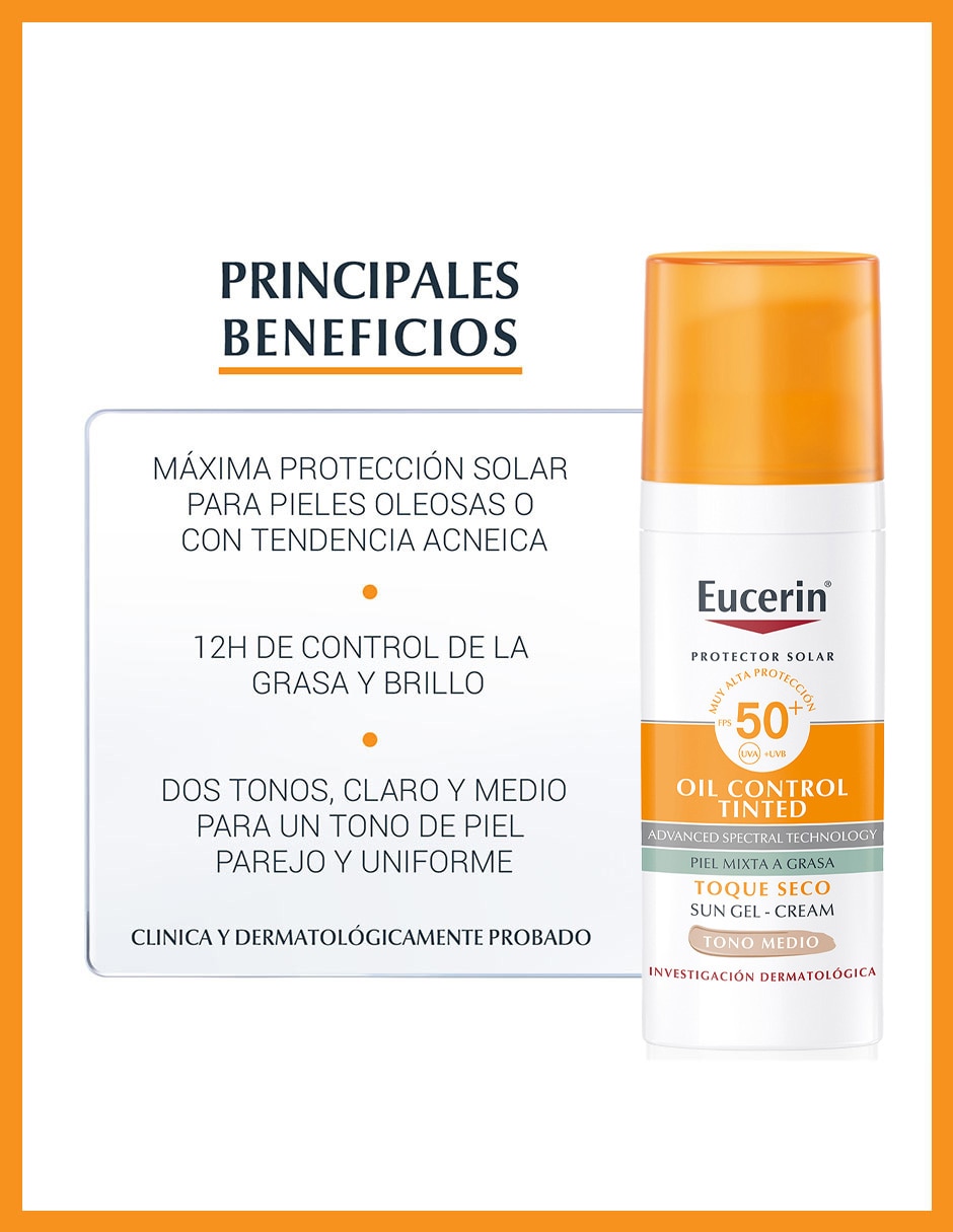Protector solar FPS 50 Oil Control Tinted Eucerin 50 ml