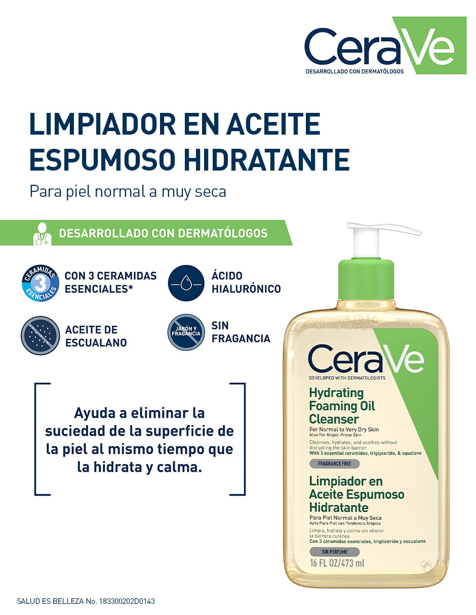 Limpiador rostro y cuerpo en Aceite Espumoso Hidratante para calmar la piel