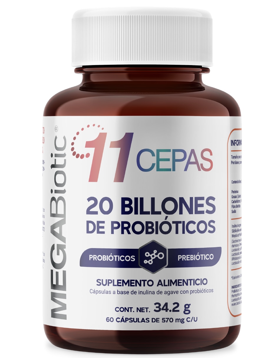 11 Cepas Megabiotic con Inulina de Agave Lactobacillus Acidophilus de 60 cápsulas