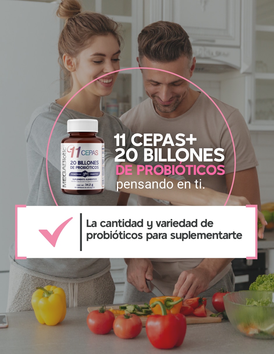 11 Cepas Megabiotic con Inulina de Agave Lactobacillus Acidophilus de 60 cápsulas