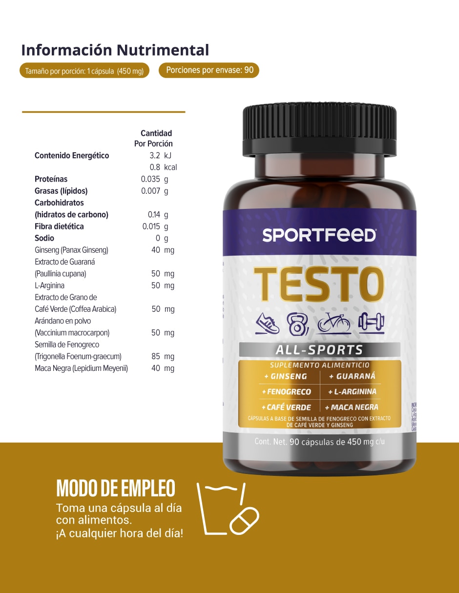 Suplemento Alimenticio Hombre TESTO con fenogreco ( trigonella foenum-graecum) 6
