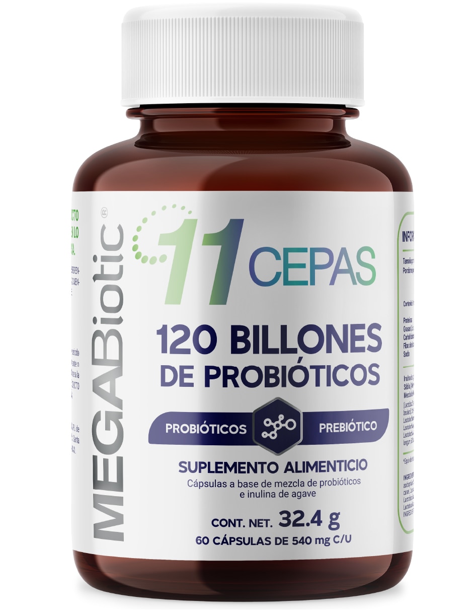 11 cepas 120 billones de probióticos de 60 cápsulas