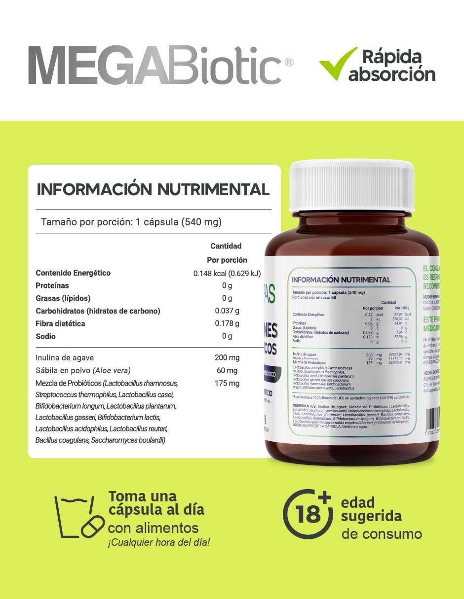 11 cepas 120 billones de probióticos de 60 cápsulas 3