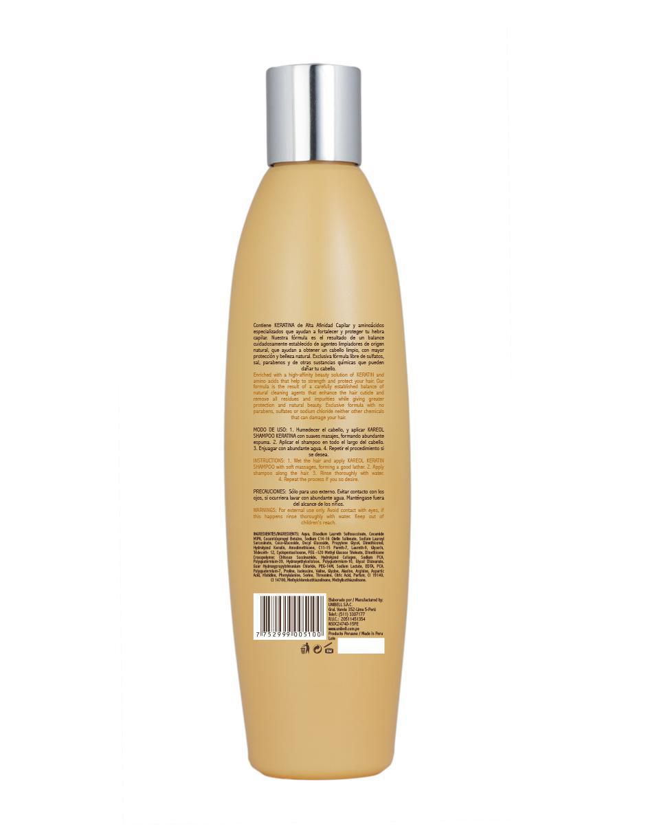 Shampoo reparador para cabello Keratina 300 ml