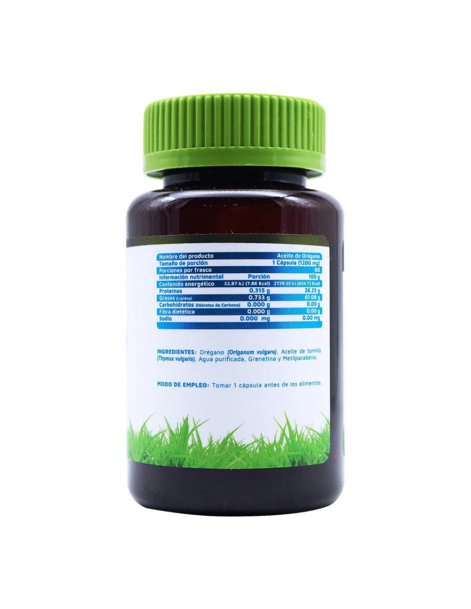 Aceite de orégano sabor natural de 60 cápsulas