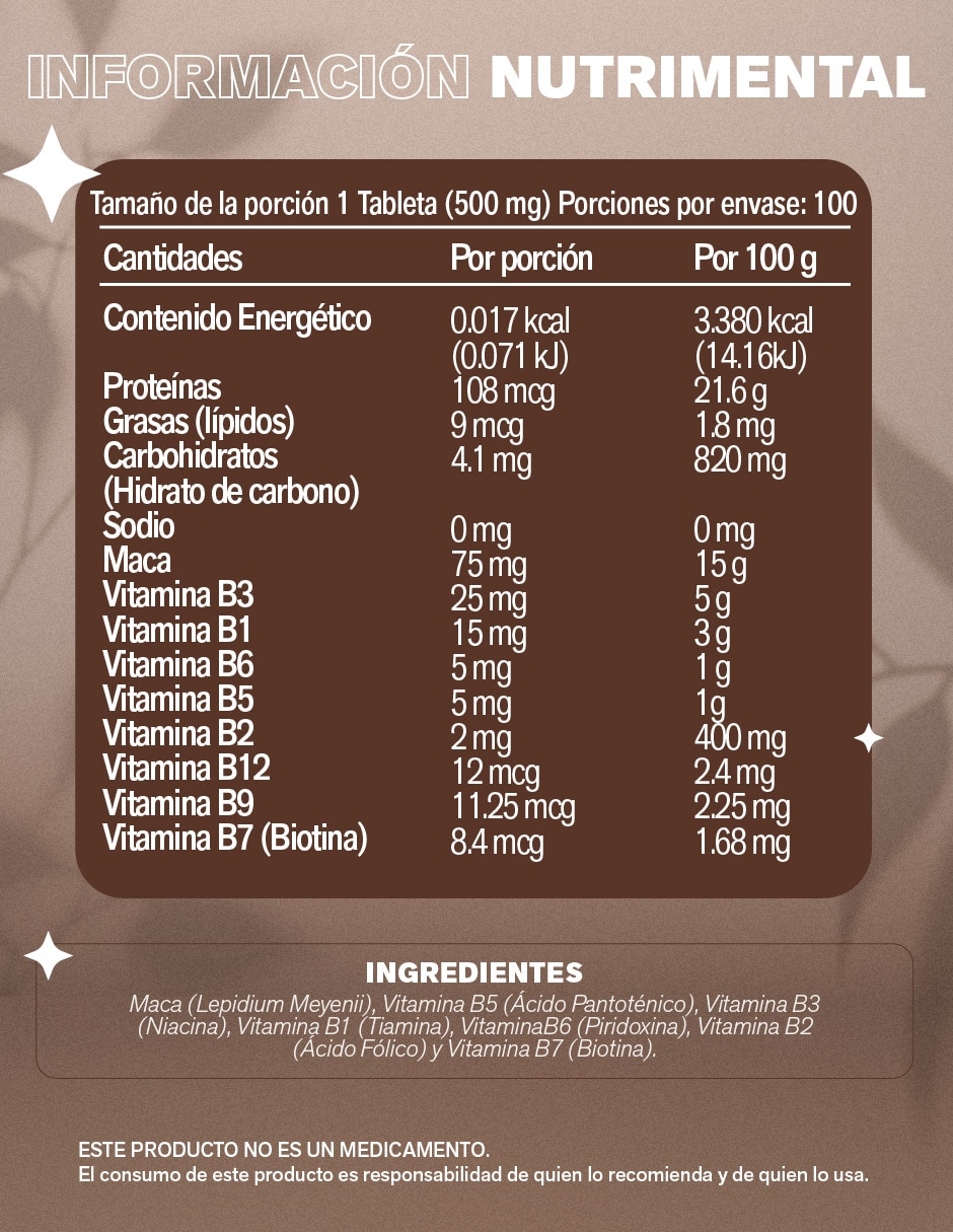 Suplemento alimenticio con complejo de vitamina b de 100 tabletas 2