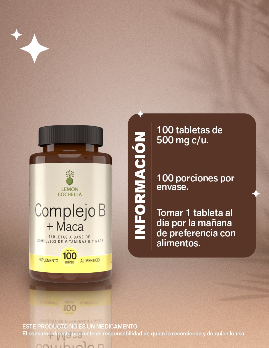 Suplemento alimenticio con complejo de vitamina b de 100 tabletas 3