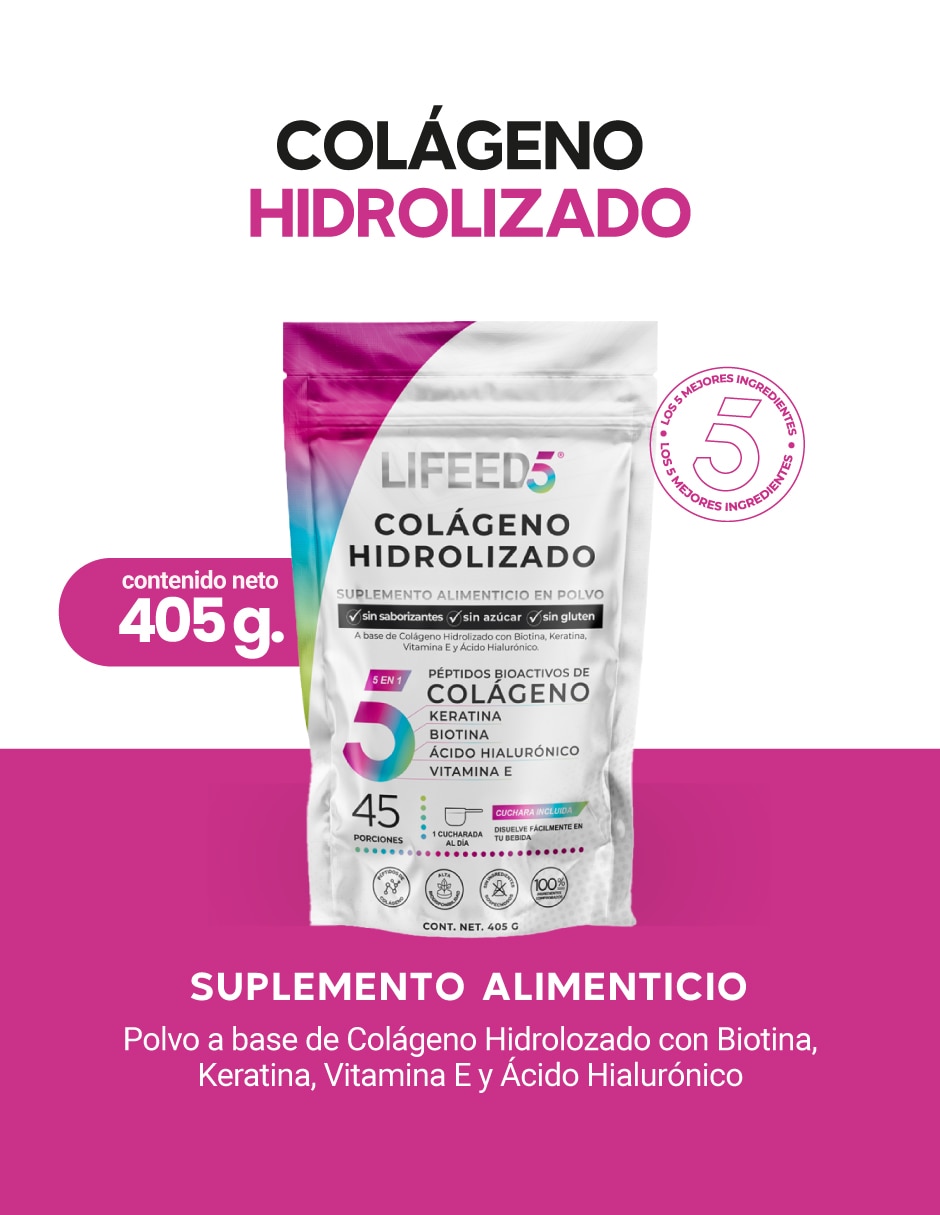 Colágeno Hidrolizado en Polvo + Biotina Keratina Acido Hialurónico Vitamina E 2