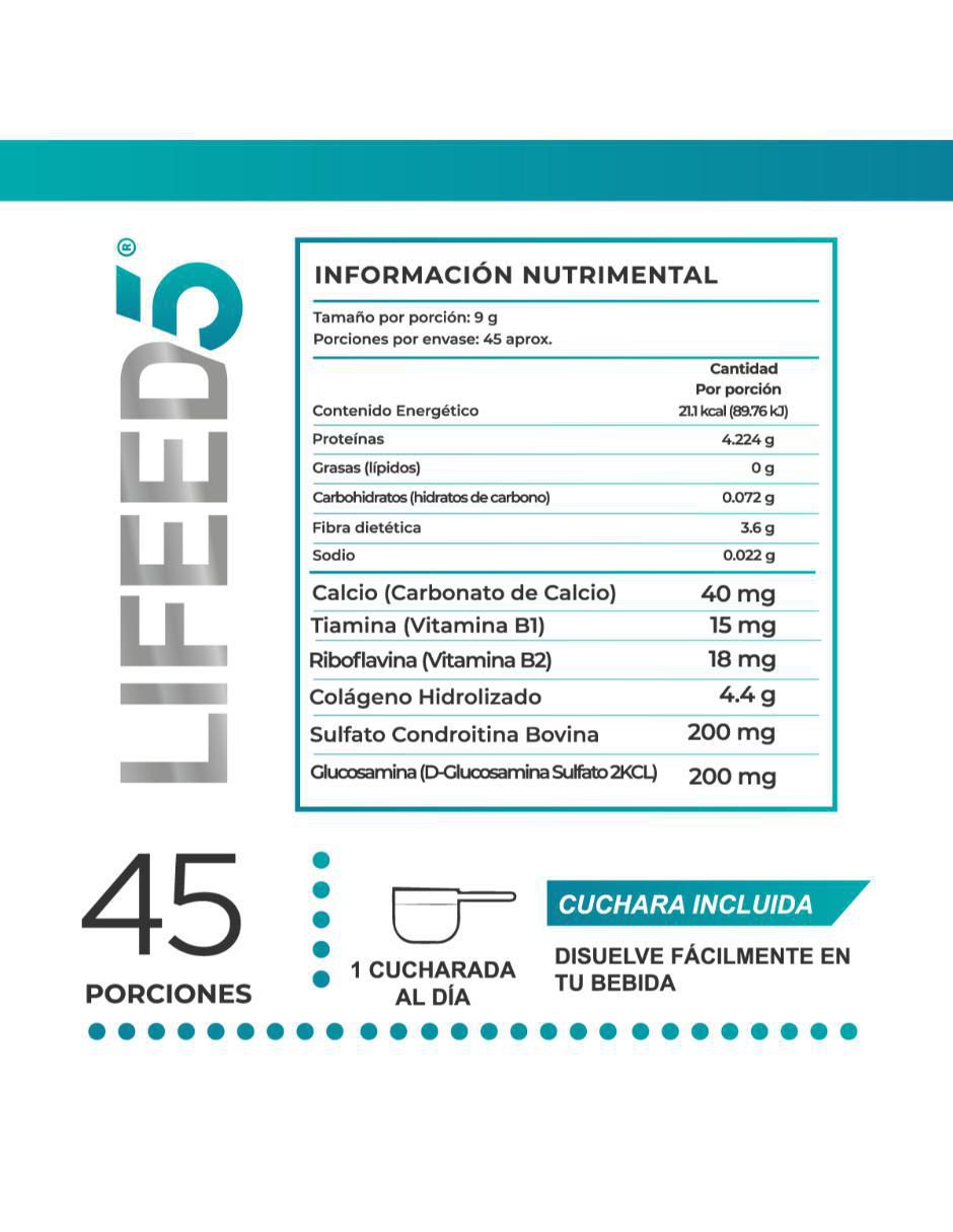 Colágeno Hidrolizado en Polvo para articulaciones + Glucosamina, Condroitina, Calcio, Complejo B 5