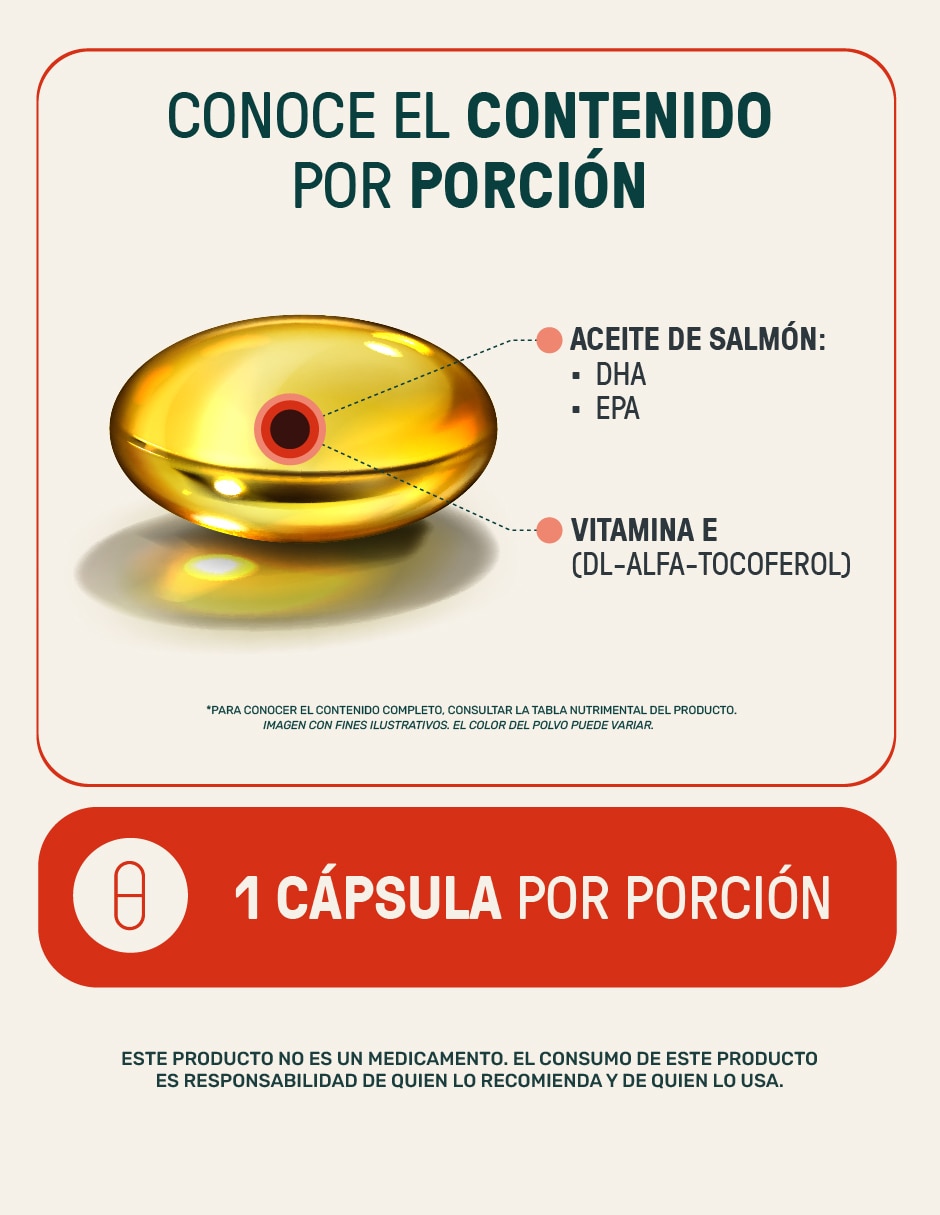 Suplemento alimenticio Life360+ con omega 3, aceite de salmón con DHA y EPA de 360 cápsulas
