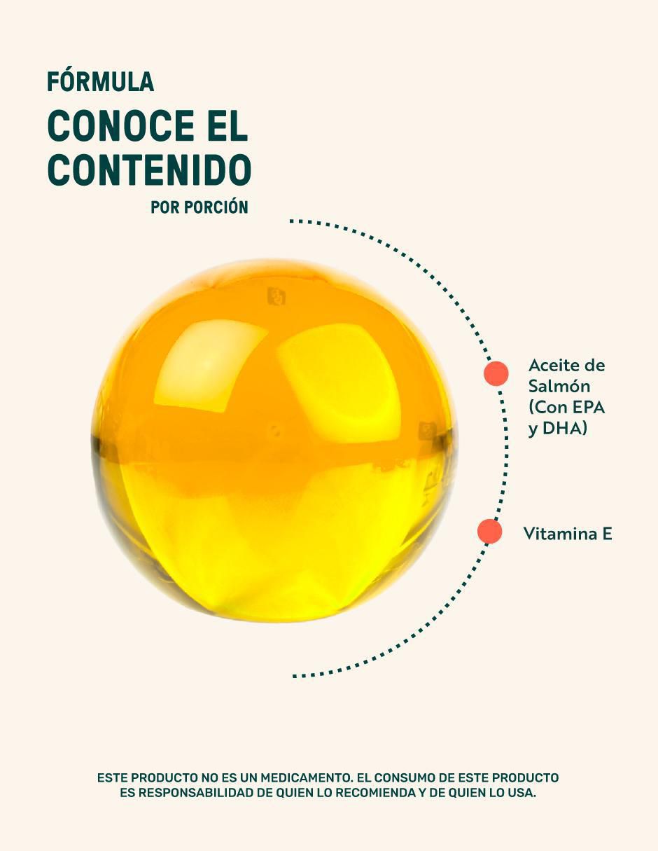 Suplemento alimenticio Life360+ con omega 3, aceite de salmón con DHA y EPA de 360 cápsulas