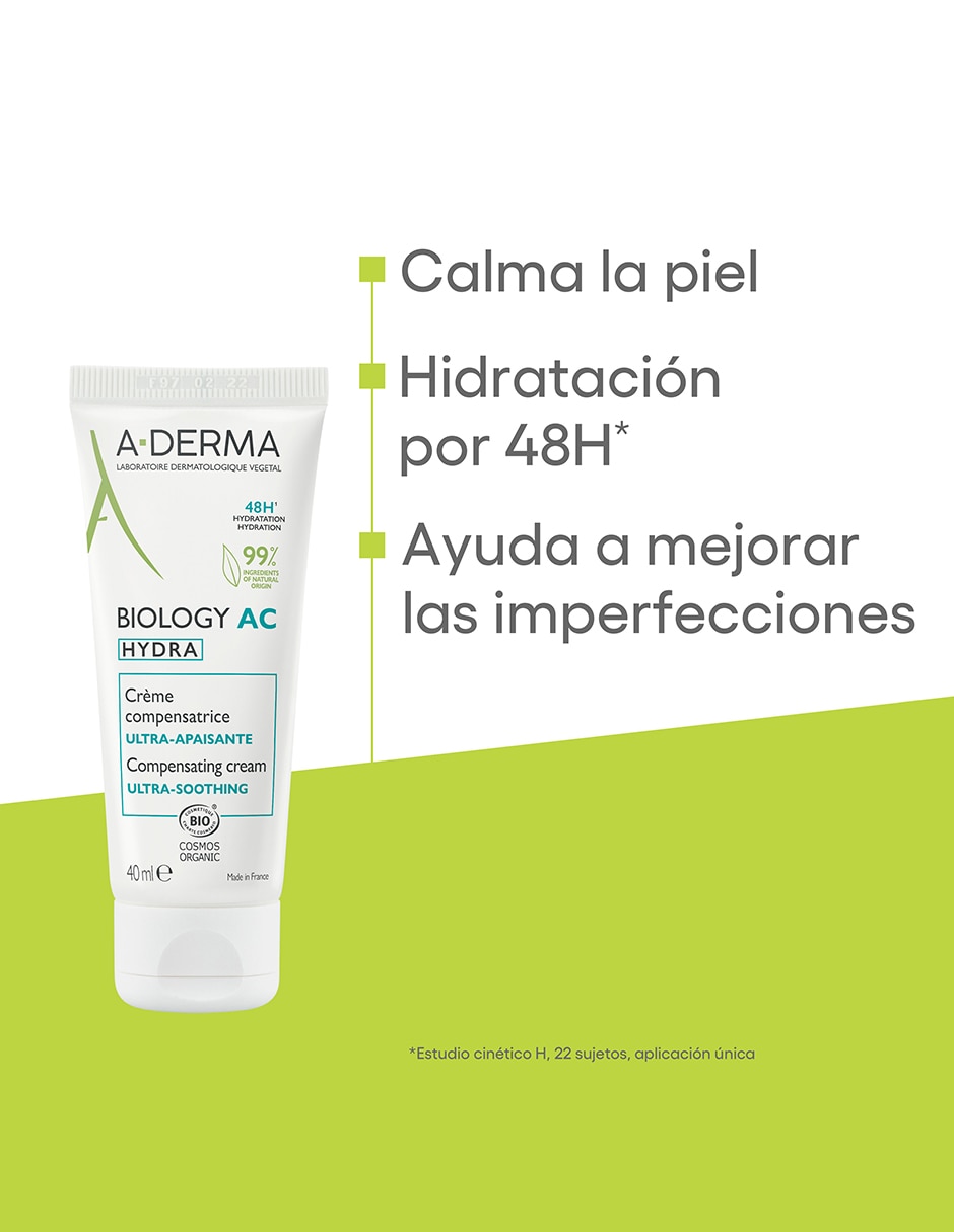Crema facial recomendada para hidratar día y noche Aderma Biology para piel grasa