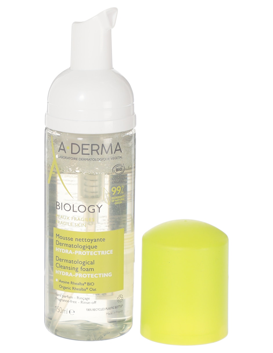 Limpiador facial espuma limpiadora hidratante y desmaquillante Aderma Biology para hidratar