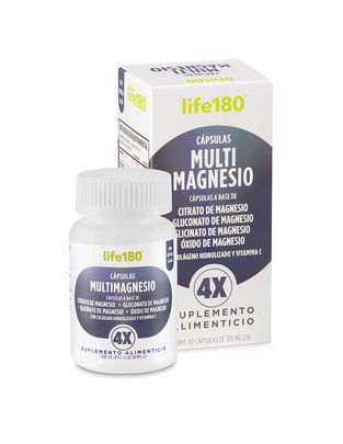 Multimagnesio Life 180 con citrato de magnesio, glicinato de magnesio, gluconato de magnesio y óxido de magnesio