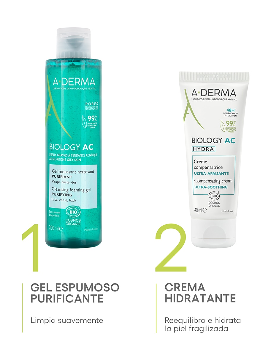 Gel para rostro limpiador aderma biology ac gel limpiador purificante para piel con tendencia acnéica 200 ml aderma aderma biology