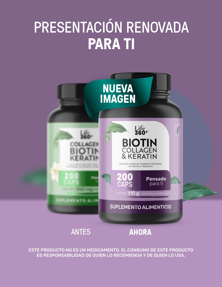 Biotina Keratina Colágeno Hidrolizado Life360+