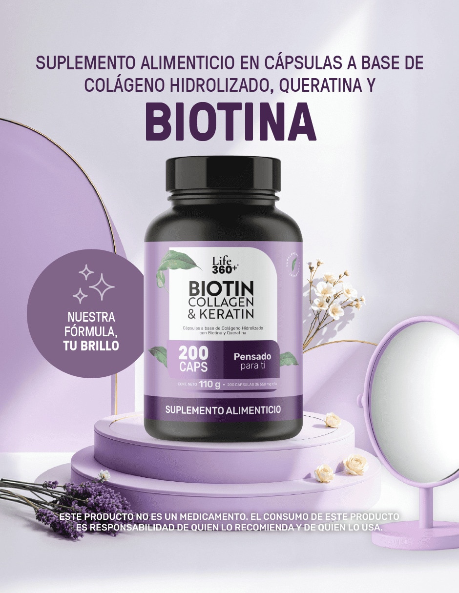 Biotina Keratina Colágeno Hidrolizado Life360+