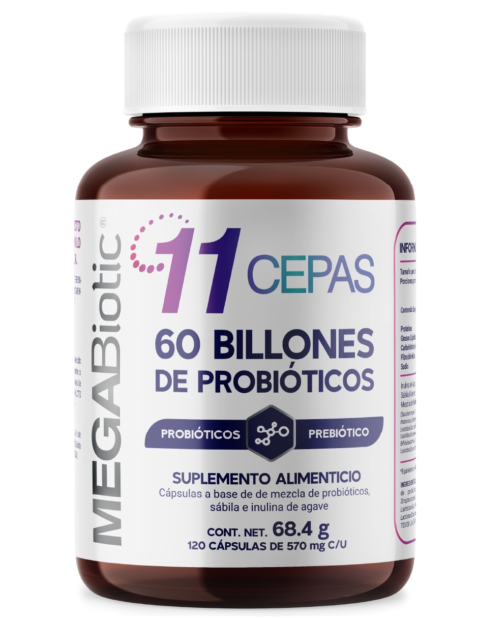 Probióticos 60 billones y 11 cepas e inulina de agave megabiotic "con" enzimas digestivas y probióticos "sabor" sin sabor "de" sin tamaño