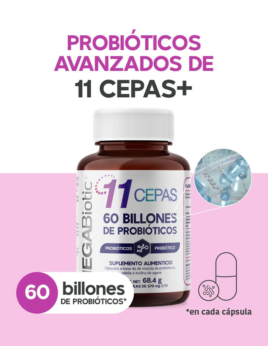Probióticos 60 billones y 11 cepas e inulina de agave megabiotic "con" enzimas digestivas y probióticos "sabor" sin sabor "de" sin tamaño