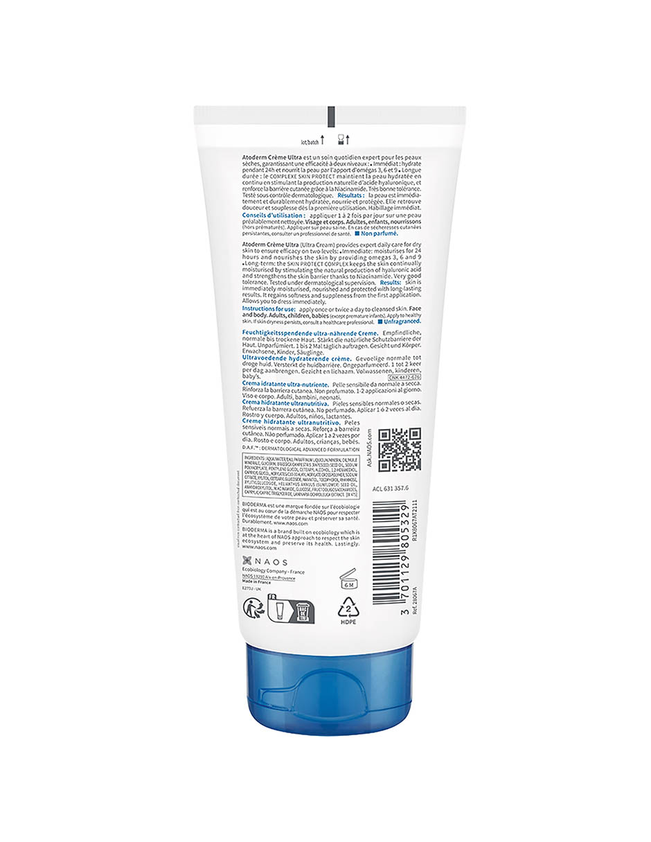 Crema para cuerpo recomendada para humectar de día y noche Atoderm para piel normal y seca 2