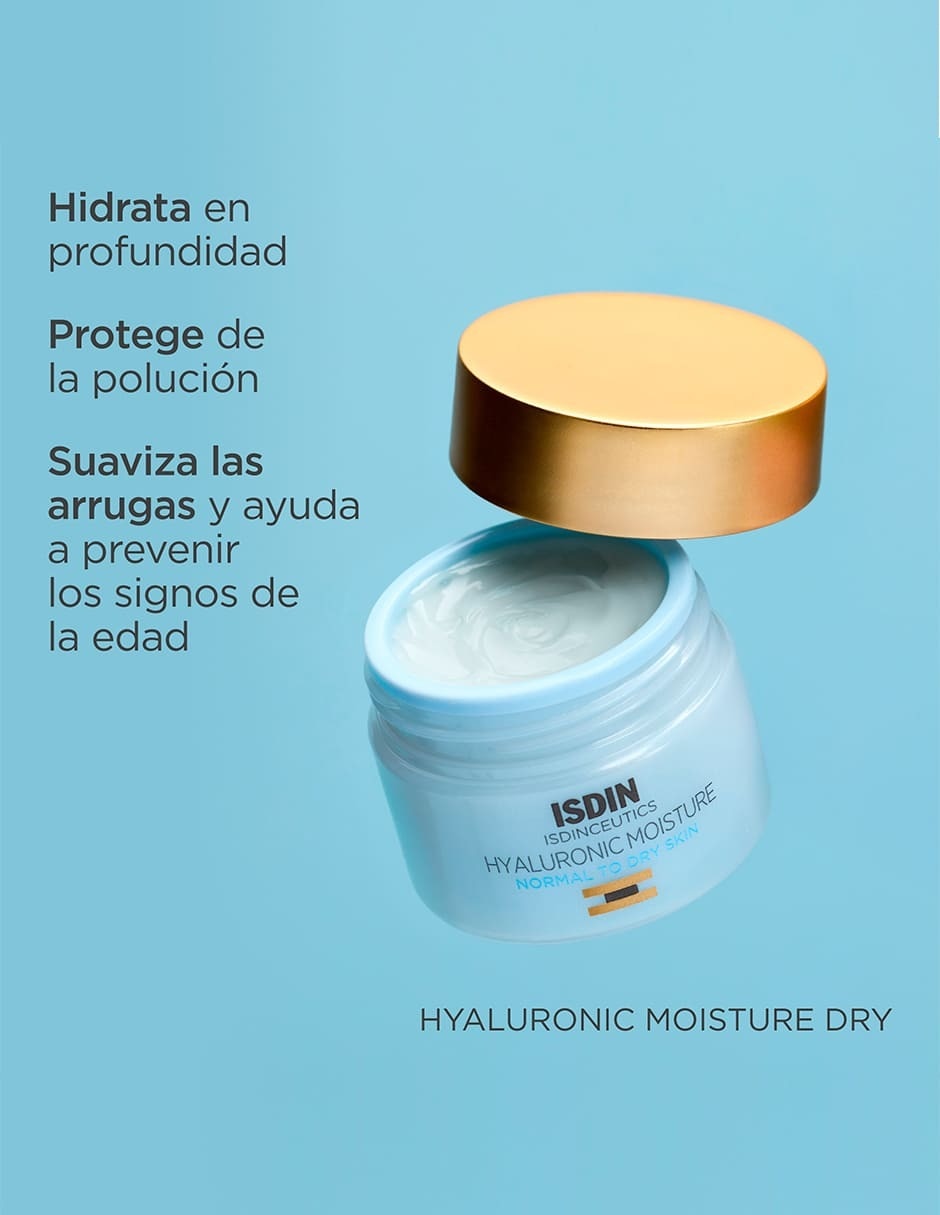 Crema facial recomendada para hidratar de día y noche Isdin Hyaluronic Moisture para piel normal 9