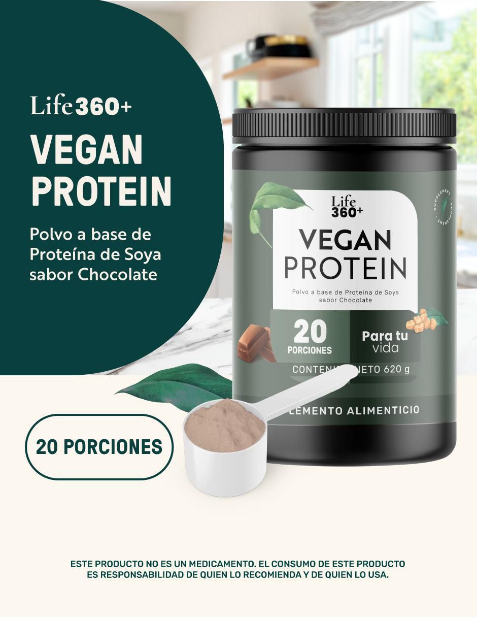 Proteína Vegana de Soya scoop Dosificador incluído sabor chocolate 4