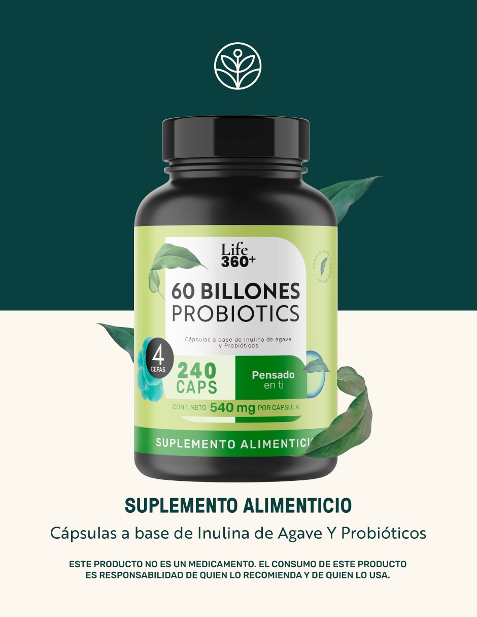 Probióticos 60 billones y prebióticos inulina de agave de 160 cápsulas 2