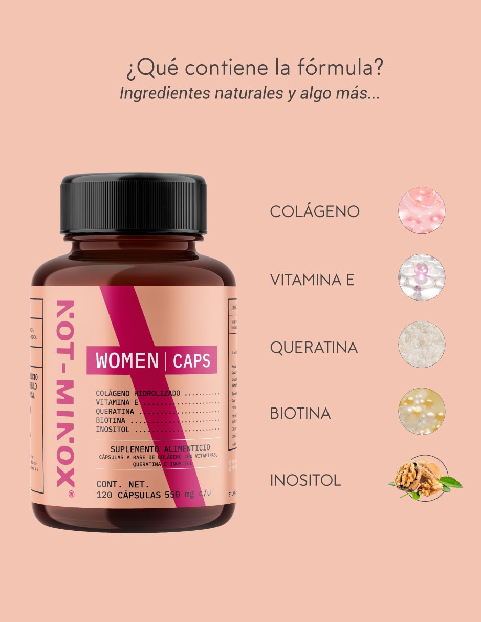 Cápsulas para crecimiento de cabello Biotina + Colágeno + Vitamina E + Queratina + Inositol 2