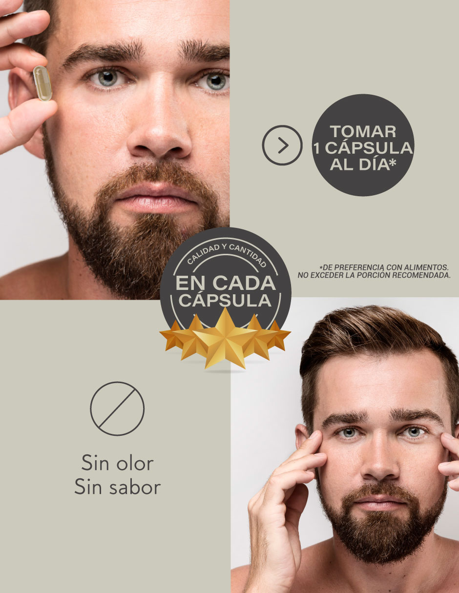 Cápsulas para Crecimiento de Cabello, Barba y Bigote con colágeno, vitamina e, queratina, biotina y creatina 3