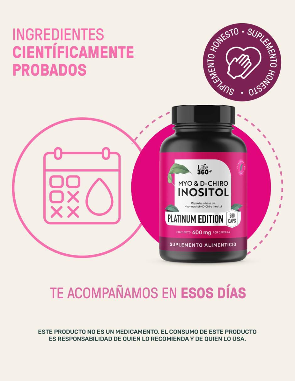Myo & d-chiro inositol de 280 cápsulas life360+ "con" myo-inositol y d-chiro inositol "sabor" sin sabor "de" sin tamaño 8