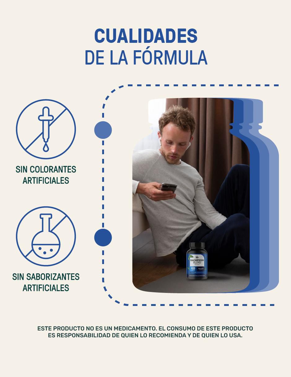 Set de suplementos alimenticios 2pack magnesium mix 4 tipos de magnesio, citrato, glicinato, gluconato y óxido de magnesio con 400 cápsulas. Life360+