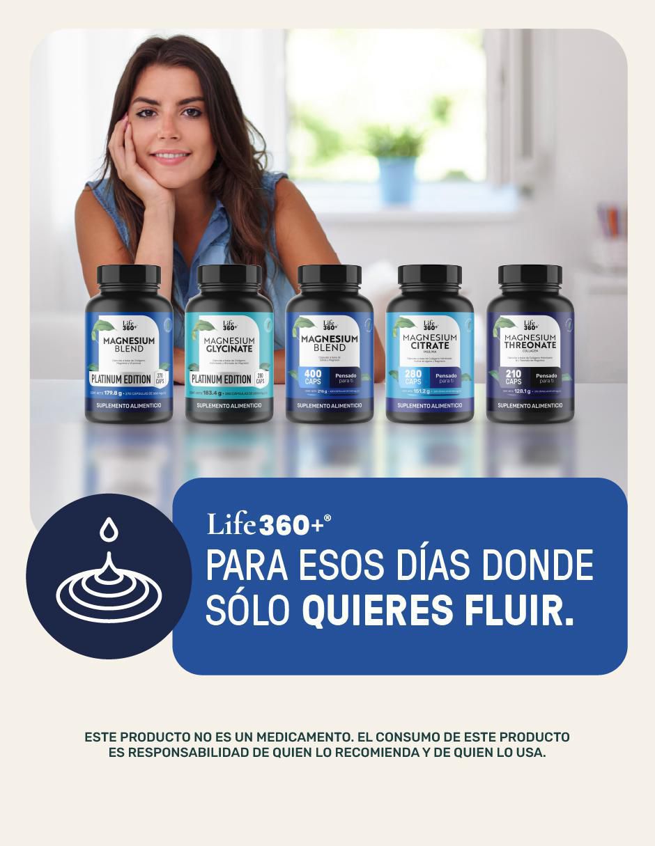 Set de suplementos alimenticios 2pack magnesium mix 4 tipos de magnesio, citrato, glicinato, gluconato y óxido de magnesio con 400 cápsulas. Life360+