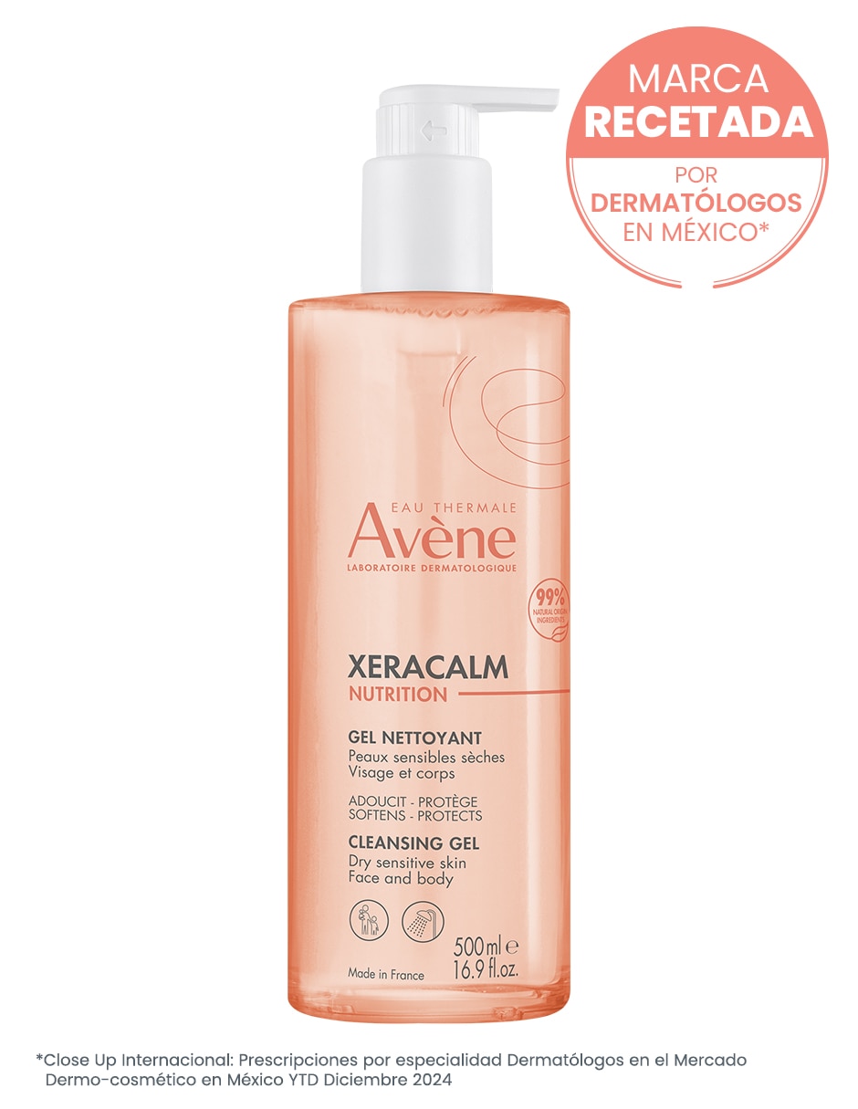Limpiador facial Xeracalm nutrition gel limpiador higiene suave para piel seca y sensible rostro y cuerpo 500 ml Avène para calmar la piel 7