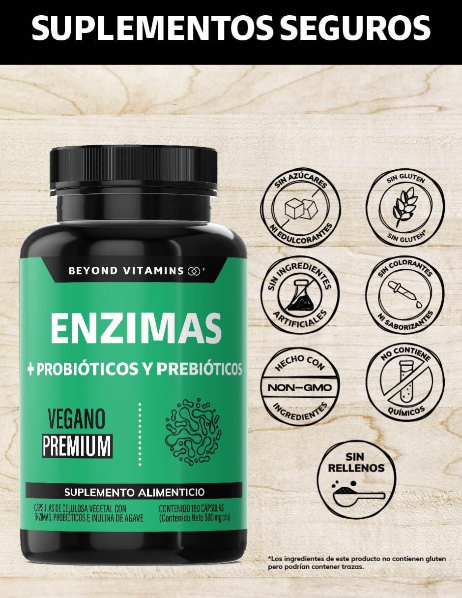 Enzimas Digestivas, Probióticos y Prebióticos con enzimas digestivas y probióticos sabor original de 180 cápsulas 4