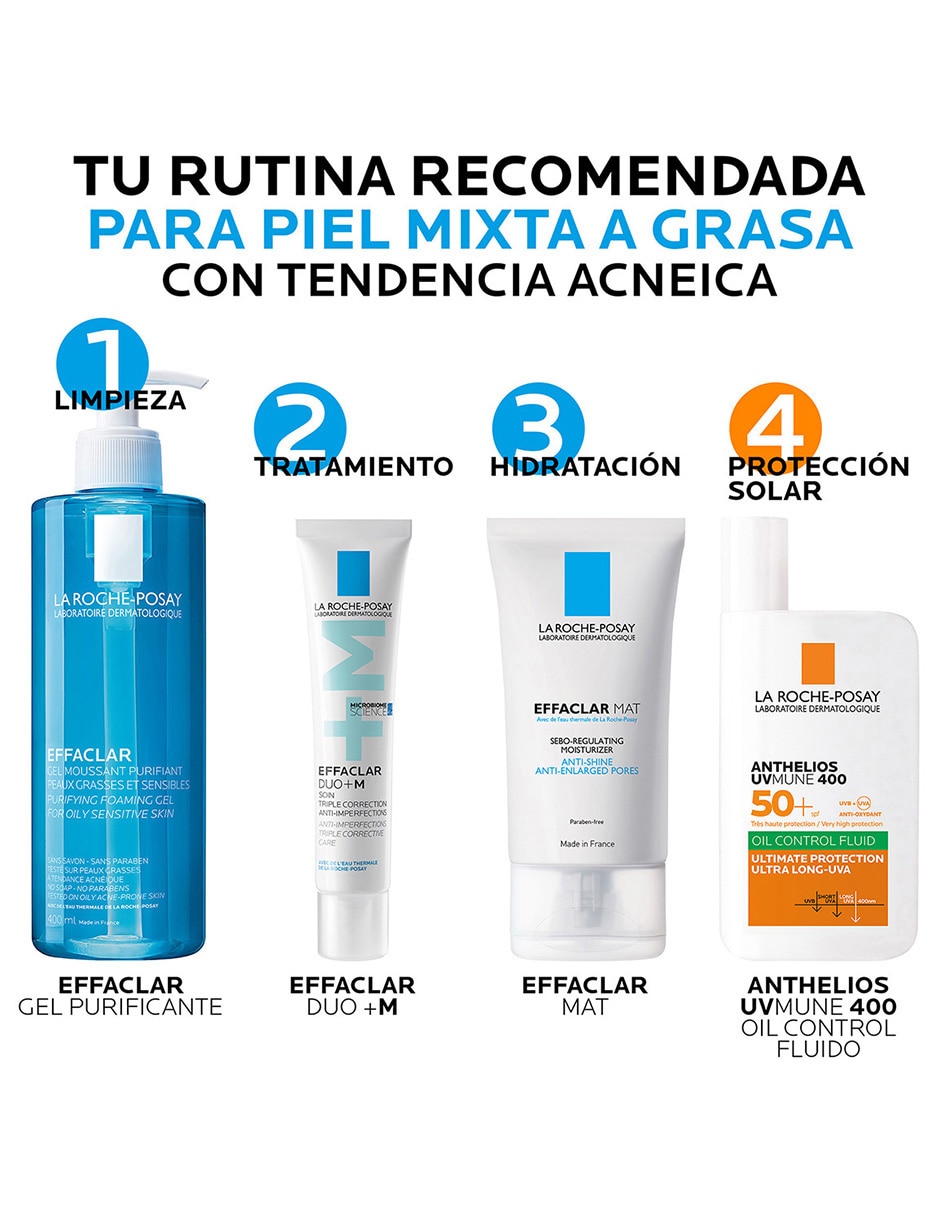 Crema facial recomendada para limpiar de día Duo+M La Roche Posay Effaclar para piel grasa