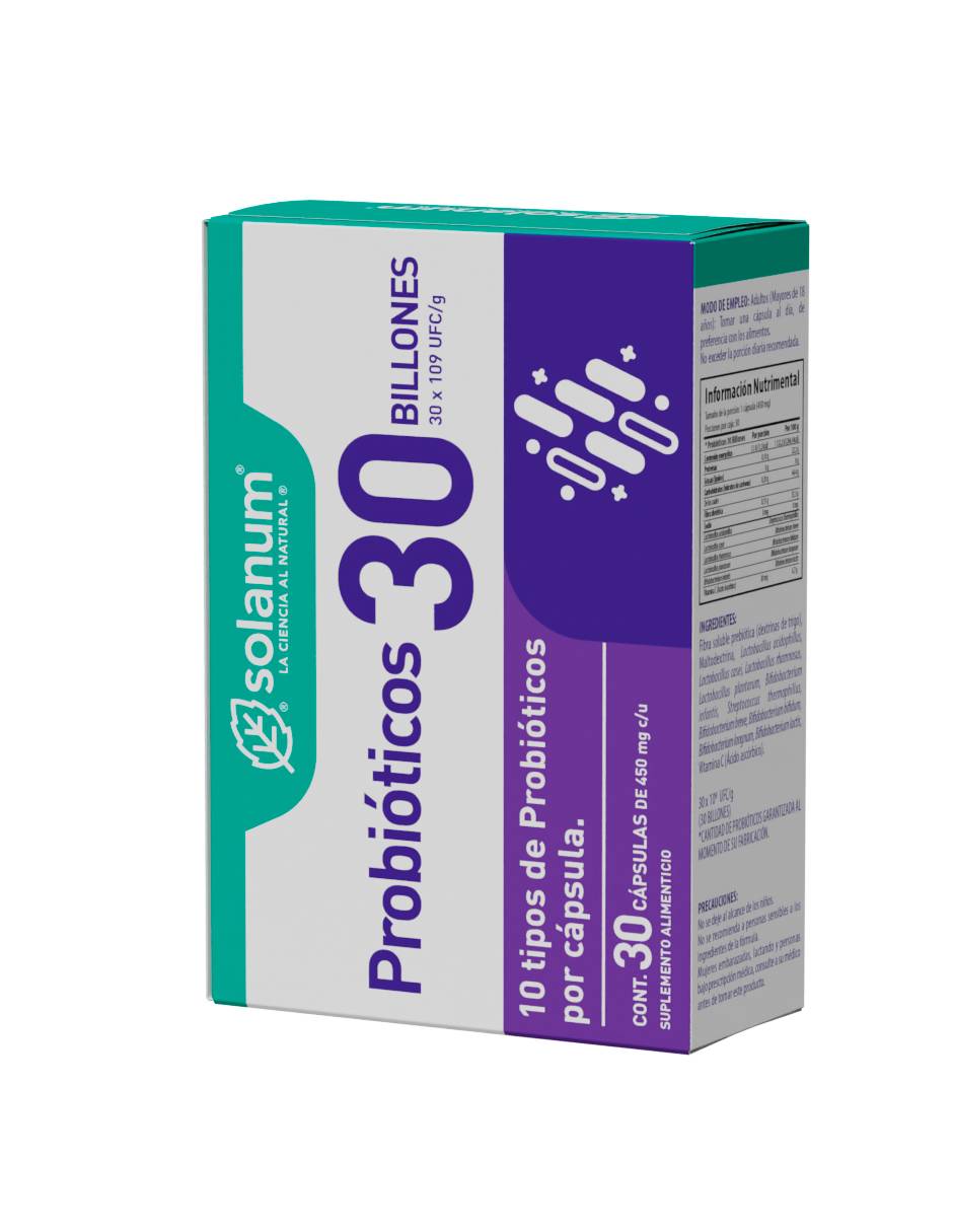 Suplemento alimenticio probioticos 30 billones cápsulas unisex Suplemento alimenticio probioticos 30 billones cápsulas unisex