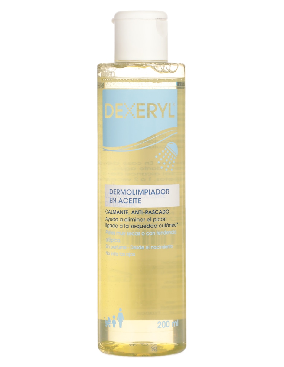 Limpiadores rostro y cuerpo Dexeryl Aceite de Ducha 200 ml, Piel Seca y Atópica, pH Fisiológico Pierre Fabre para calmar la piel