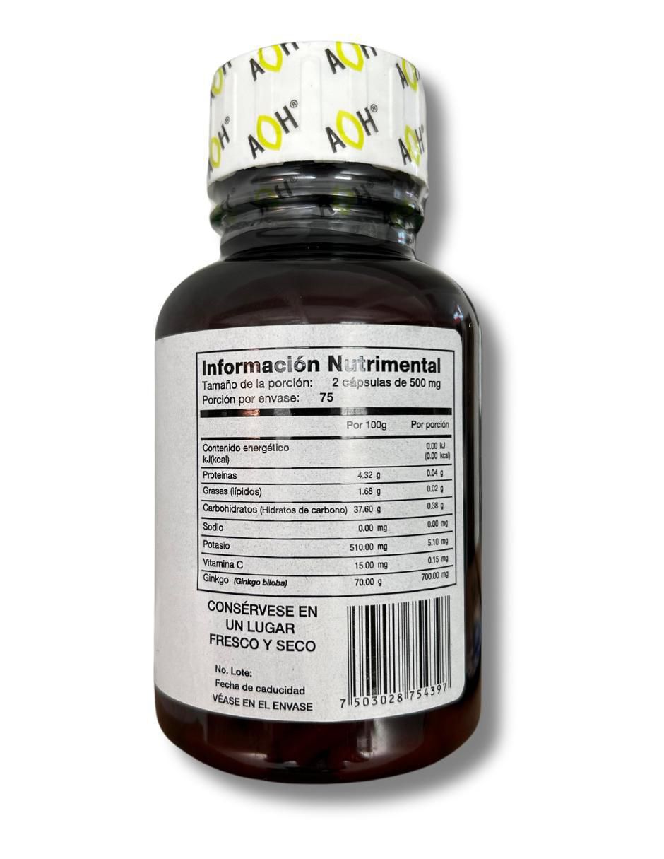 GBB Adaptoheal con ginkgo biloba sabor natural de 150 cápsulas